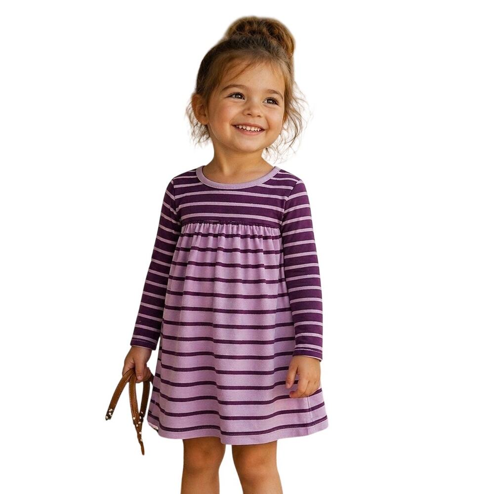 Hanna Andersson Purple Stripe Play Dress 2t Cotton Twirl Everyday Kids